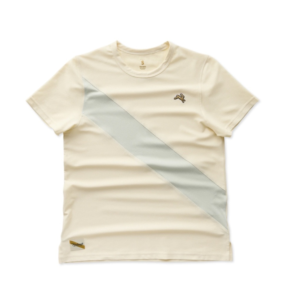 Tracksmith Federation Van Cordlandt Tee Size small Cream with mercury sash